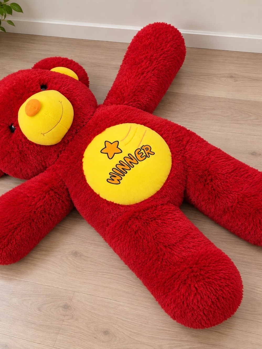 Plush Winner Bear - Red and Yellow Giant Stuffed Toy